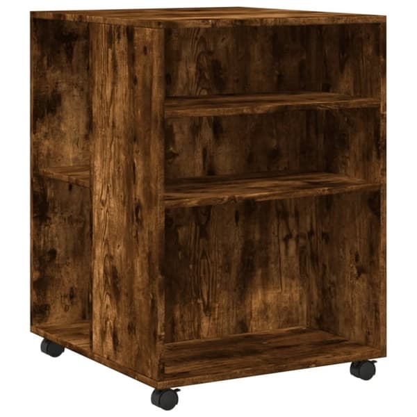 vidaXL sidebord med hjul 55x60x78 cm konstrueret træ røget egetræ