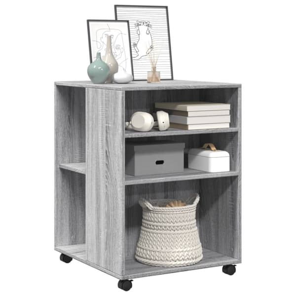 vidaXL sidebord med hjul 55x60x78cm konstrueret træ grå sonoma-eg