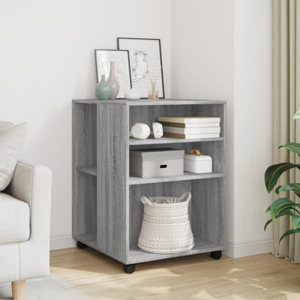 vidaXL sidebord med hjul 55x60x78cm konstrueret træ grå sonoma-eg