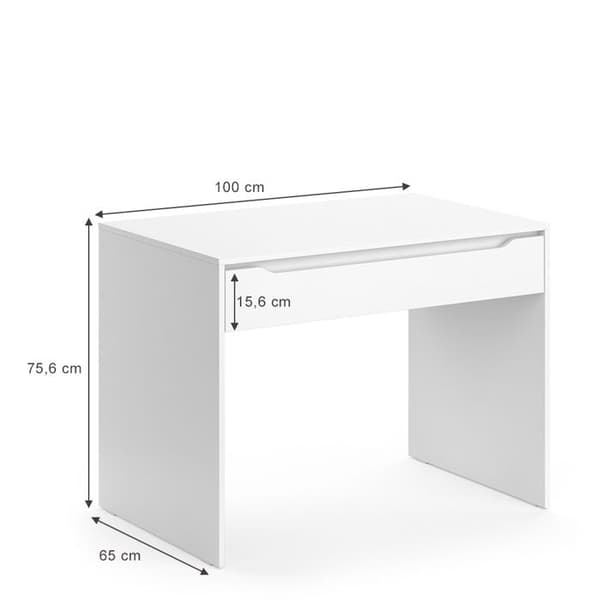 Vicco Ruben skrivbord, Vit, 100 x 65 cm