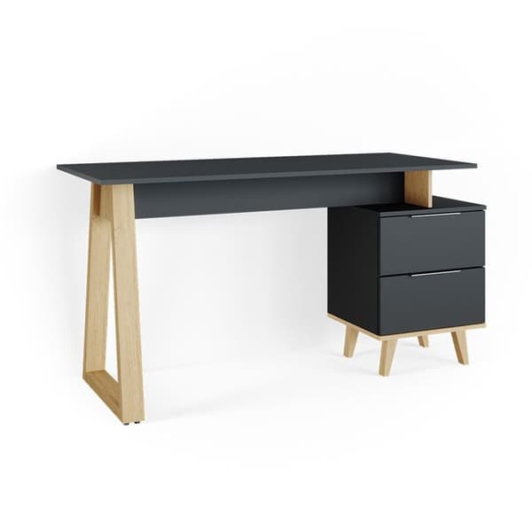 Vicco Nautica skrivbord, antracit, 138 x 60 cm med lådor, L