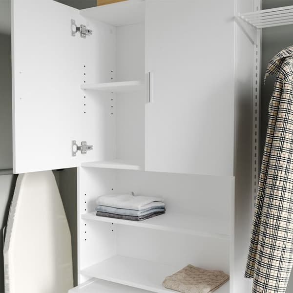 Tvättmaskins skåp Martha, 64x190cm med 2 korta dörrar, Vit, Vit, Vicco