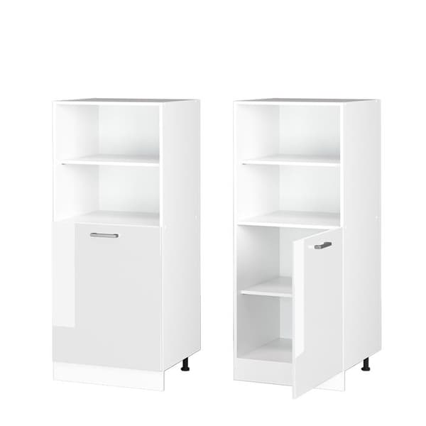 R-Line universalhögskåp, 60 cm med öppna hyllor, och lucka, Vit Högglans, Vicco