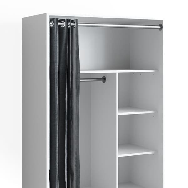 Vicco Doros garderob, vit, 100 x 146,6 cm öppen, med hjul