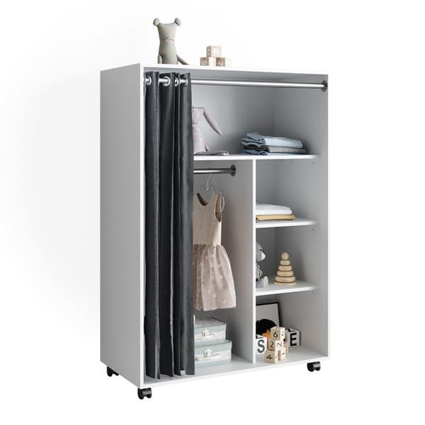 Vicco Doros garderob, vit, 100 x 146,6 cm öppen, med hjul