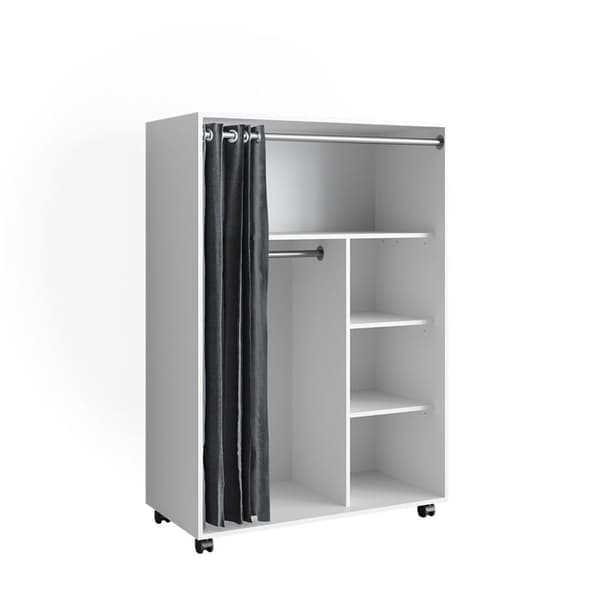 Vicco Doros garderob, vit, 100 x 146,6 cm öppen, med hjul
