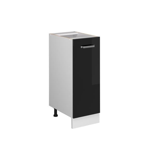 R-Line universell basenhet, 30 cm med dörr, utan bänkskiva, Högblank svart, Vicco