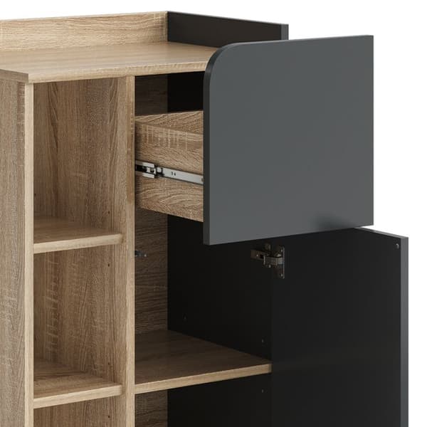 Armoire basse Karen, 50x90cm med dörr och låda, Antracit, Sonoma, Vicco