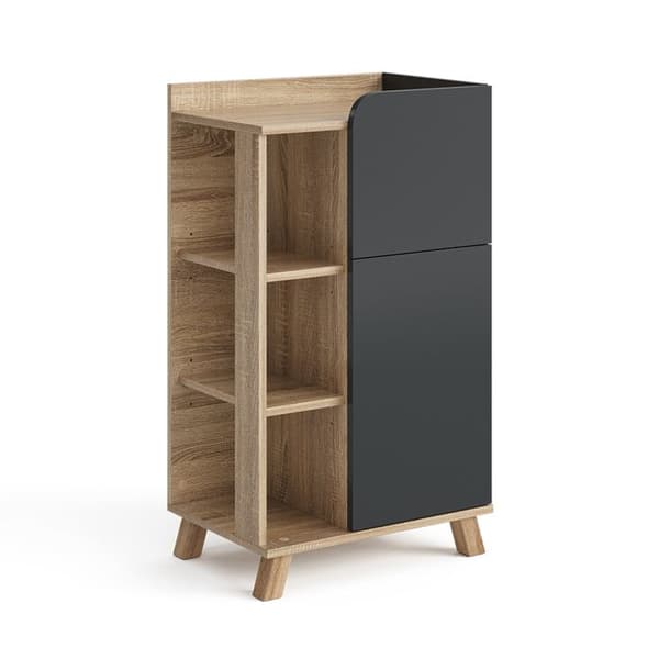 Armoire basse Karen, 50x90cm med dörr och låda, Antracit, Sonoma, Vicco