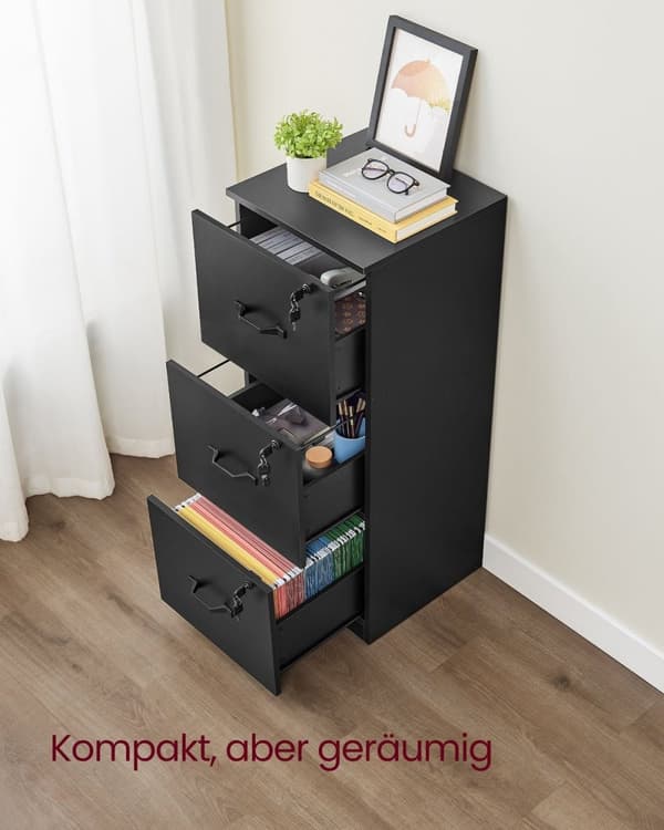 Rootz Arkivskab - Blæk sort - Spånplade - 40 cm x 41 cm x 103 cm - 23 kg - Kontoropbevaring - 50 kg Kapacitet