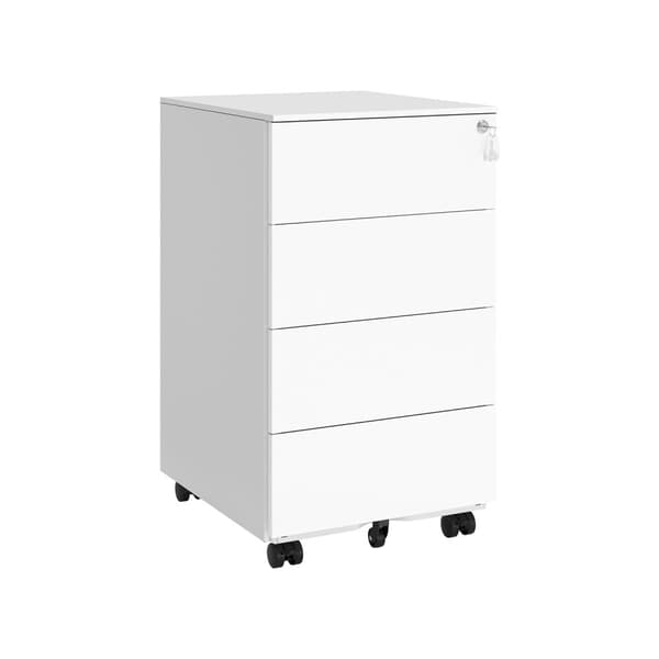Rootz Steel 4 lådor rullbehållare - Skåp - Organizer - Molnvit - 45,1 x 39 x 69,3 cm - 20 kg - Max belastning 15 kg - Tillbehörspaket - Instruktioner