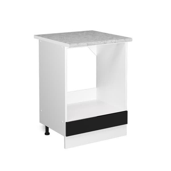 R-Line universell basenhet, 60 cm med stor nisch, med bänkskiva, Högblank svart, Vicco