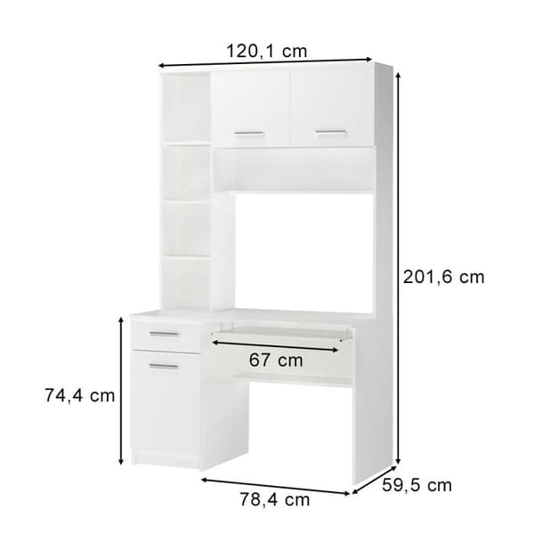 Vicco Crossline skrivbord, Vit, 120,1 x 59,5 cm