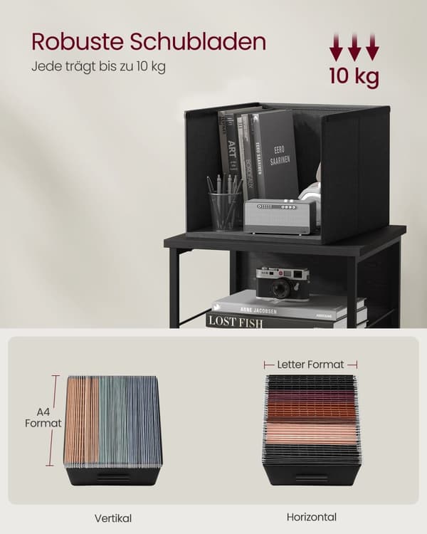 Arkivskåp-med 3 lådor-ebony svart-bläck svart