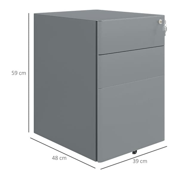 Rootz Office Rolling Container - Arkivskab - Opbevaringsorganisering - Stål holdbarhed - 39cm x 48cm x 59cm