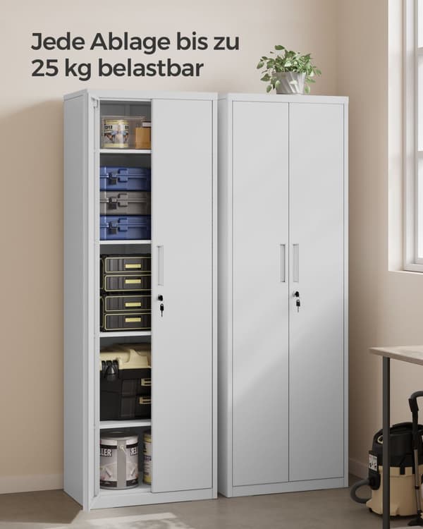 Arkivskab med dobbeltdøre og 5 niveauer