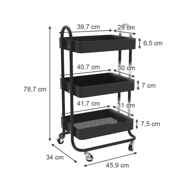 Tron hjulenhet, 45,9x78,7cm, Svart, Vicco
