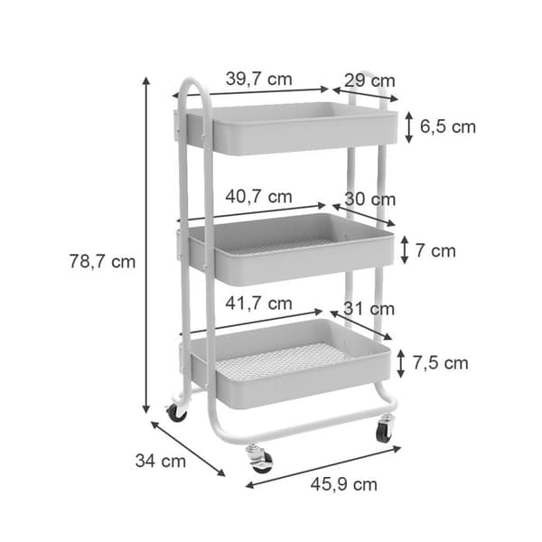 Tron hjulenhet, 45,9x78,7cm, Vit, Vicco