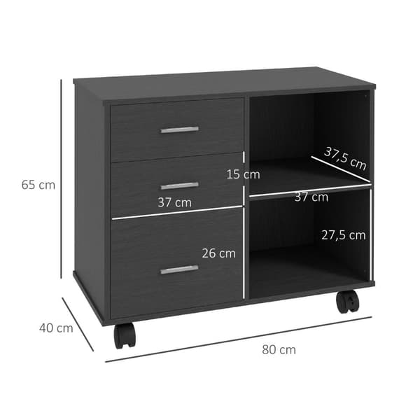 Rootz Printer Stand Office Organizer - Printer Cart - Arkiveringsskab - Holdbar brug - 80 cm x 40 cm x 65 cm