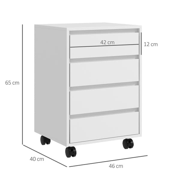 Rootz Office Cabinet - Office Shelf - Rolling Drawer Unit - riklig förvaring - 46 cm x 40 cm x 65 cm