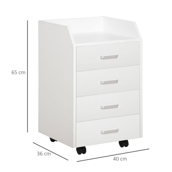 Rootz Rolling Office Container - Desk Storage - Mobile skåp - 4 lådor - 40L x 36W x 65H cm - Modern design - enkel rörlighet