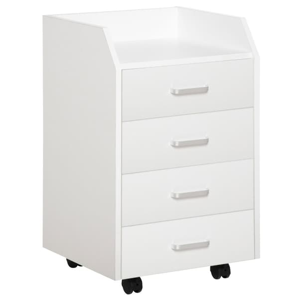 Rootz Rolling Office Container - Desk Storage - Mobile skåp - 4 lådor - 40L x 36W x 65H cm - Modern design - enkel rörlighet