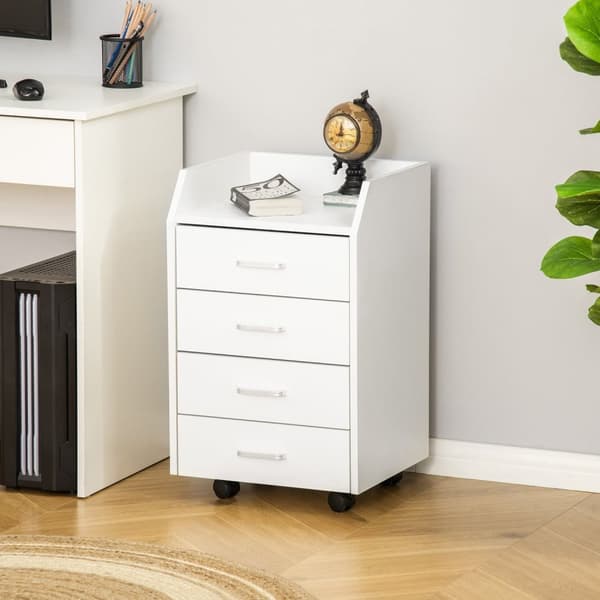 Rootz Rolling Office Container - Desk Storage - Mobile skåp - 4 lådor - 40L x 36W x 65H cm - Modern design - enkel rörlighet
