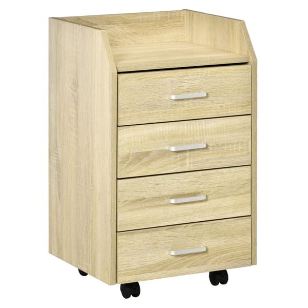 Rootz Office Storage Rolling Container - Mobile File Organizer - 4 Drawer Cabinet - Easy Movement - 40L X 36W X 65H CM