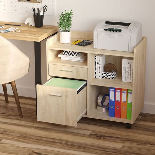 Rootz Printer Stand - Rolling Office Organizer - Mobil Storage Unit - Justerbare hylder - 80L x 40W x 72H cm