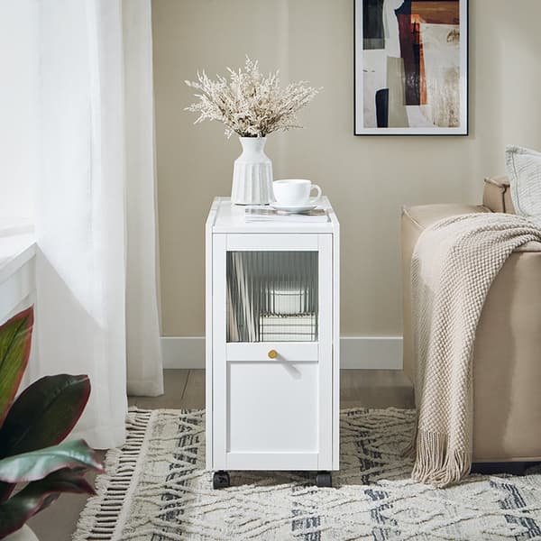 Rootz Mobile Arkiverskab - Dokumentopbevaring - Office Organizer - Easy Access skuffer - 31x60x70cm - MDF & Glass - 5 hjul til mobilitet
