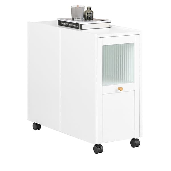 Rootz Mobile Arkiverskab - Dokumentopbevaring - Office Organizer - Easy Access skuffer - 31x60x70cm - MDF & Glass - 5 hjul til mobilitet
