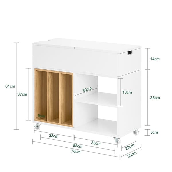 Rootz Mobile Arching Cabinet - Lagringsenhet - Arrangör - enkel rörlighet - 30x61x70cm - PB/MDF - Låda och dörr, naturlig bokhylla