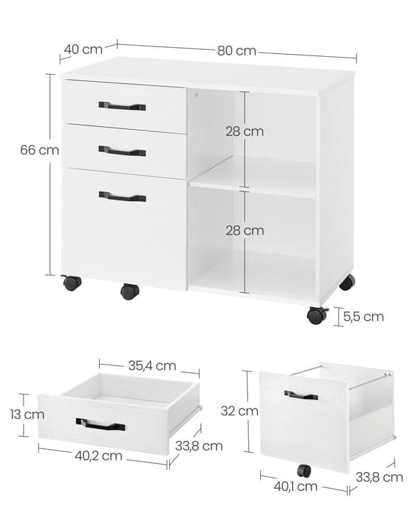 Rullcontainer, OFC041B01, 40x80 cm, Vit