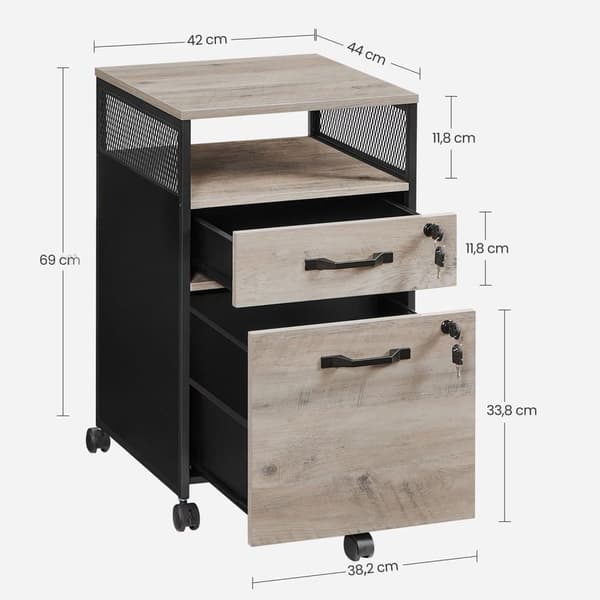 Rullcontainer, VASAGLE, 44x42 cm, Svart