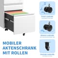 Miniatyrbillede 7 af 10: 3-skuffer mobilt agteropbevaringsskab med lås – Metal opbevaringsbokse til hjemmekontoret – til Letter, Legal og A4, hvid, H60 cm × B37,3 cm × T44 cm