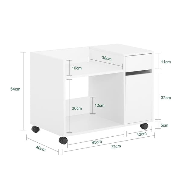 Printerstativ, ASK02-W, 72x40x54 cm, Hvid