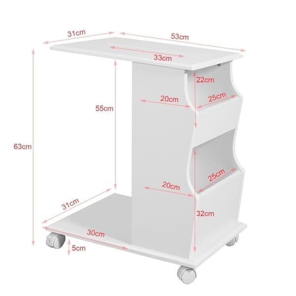 Sofabord, FBT67-W, 31x53x63 cm, Hvid