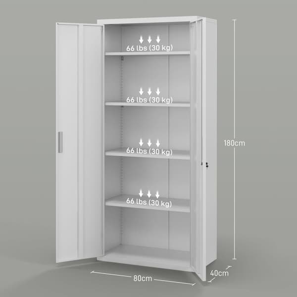 Rootz File Cabinet - Office Cabinet - Lagringshyllor - Metall - Hållbar och säker - 80B x 40T x 180H cm