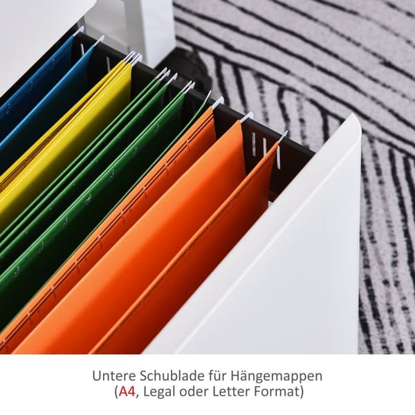 Rootz File Cabinet - Roll Container - Office Storage - Secure & Durable - Steel Housing - 39x48x59 cm, hvid og grå