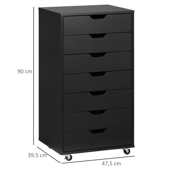 Rootz Office Container on Rolls - Office Organizer - Lagringsenhet - 7 lådor - Mobil med bromsar - 47,5 cm x 39,5 cm x 90 cm