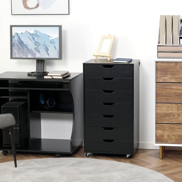 Rootz Office Container on Rolls - Office Organizer - Lagringsenhet - 7 lådor - Mobil med bromsar - 47,5 cm x 39,5 cm x 90 cm