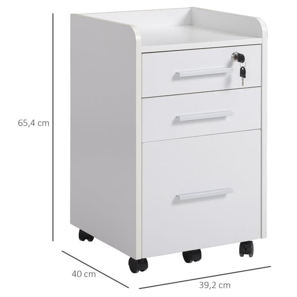 Rootz Office Storage Container - Office Organizer - Mobile -tiedostokaappi - Lukittava laatikko, helppo liikkuvuus - 39,2 cm x 40cm x 65,4 cm