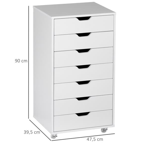 Rootz Roll Container Office Furniture - 7 skuffe Organizer - Dokumentkabinet - Let mobilitet - 47,5b x 39,5t x 90 timer cm