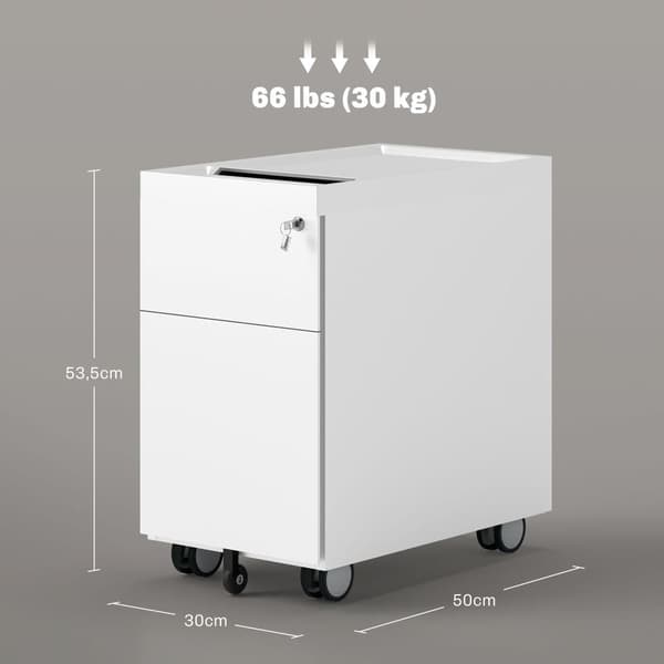 Rullende Skab, 30x50x53.5 cm, Hvid