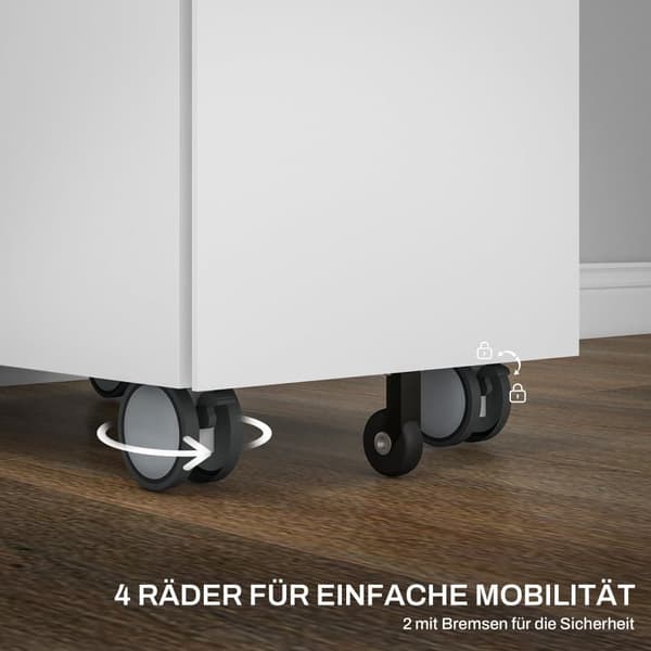 Rullende Skab, 30x50x53.5 cm, Hvid