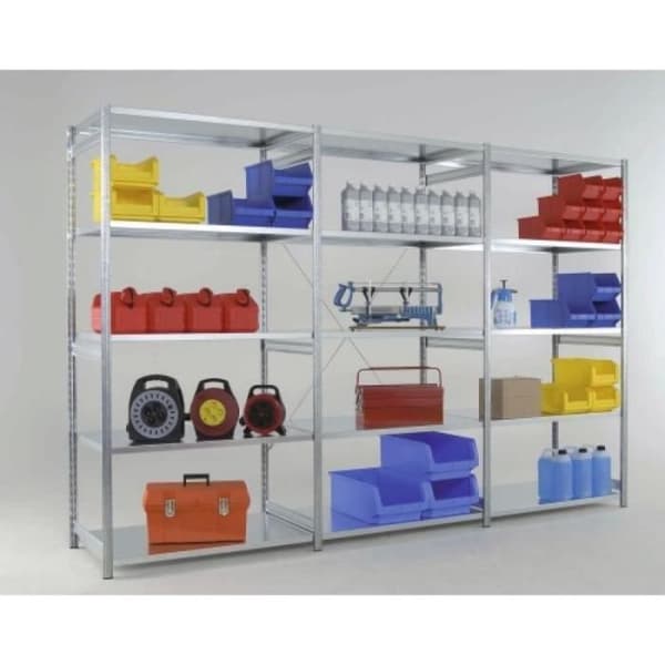 Universalgalvaniserade plåthyllor - MANORGA - Epsilon - Vit - Industriell - 1000x600mm - 5 nivåer