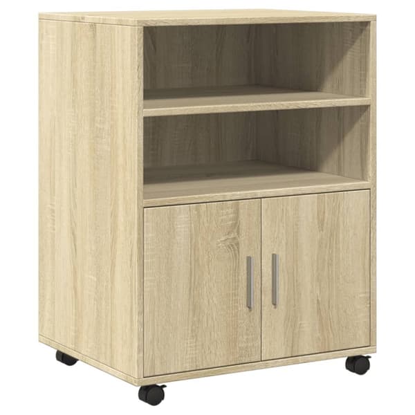 Skåp med hjul sonoma-ek 60x48x81 cm konstruerat trä