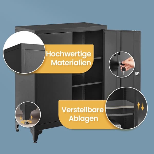 Rootz File Cabinet - Multi -Purpose skåp - Kontorsskåp - Säker stållagring - 40 x 80 x 90 cm