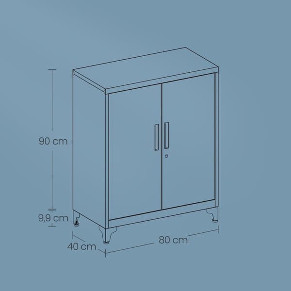 Rootz File Cabinet - Multi -Purpose skåp - Kontorsskåp - Säker stållagring - 40 x 80 x 90 cm