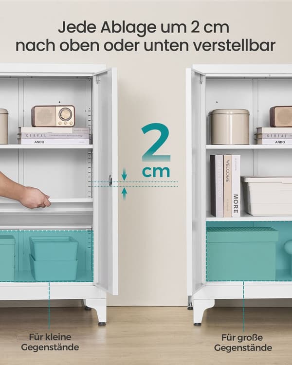 Rootz Lock Cabinet - Sikker opbevaring - Stålskaber - Nøgle Låsbar - Hvid - 40 cm x 60 cm x 90 cm